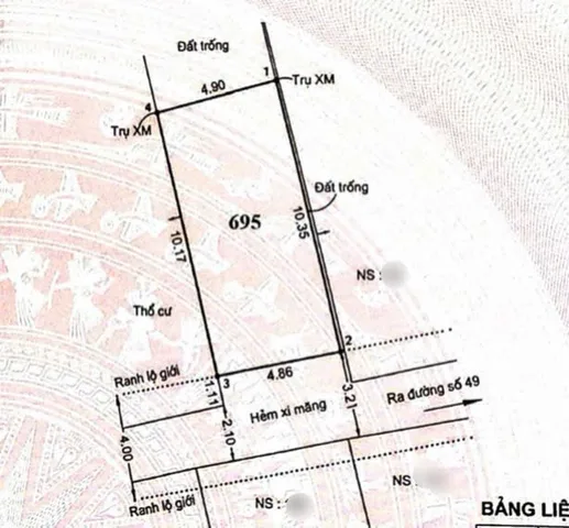 Bán đất 50m² full thổ cư ngang 4.86m giá 3.99 tỷ tại Đường số 49 Phường Hiệp Bình