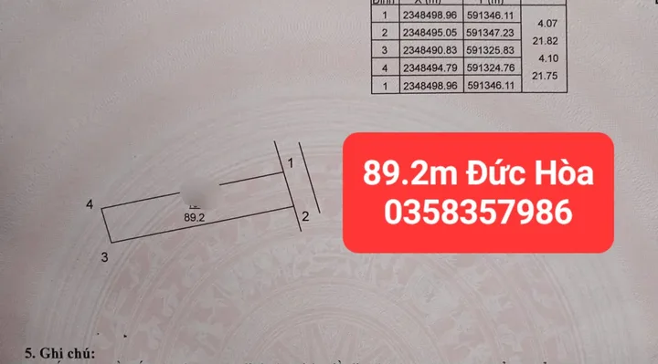 Bán đất 89.2m² ngang 4.10m giá 3.55 tỷ tại Xã Đa Phúc