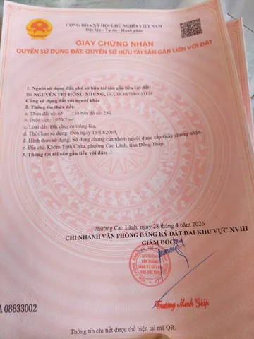 Chính chủ bán lô đất vườn đường ven sông tiền, phường Cao Lãnh, tỉnh Đồng Tháp