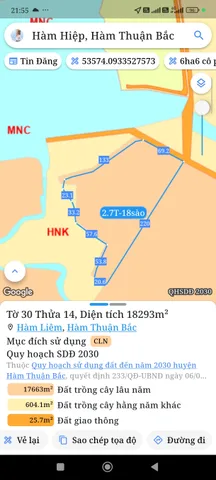 Bán đất 18293.1m² ngang 100m giá 2.7 tỷ tại Phường Bình Thuận