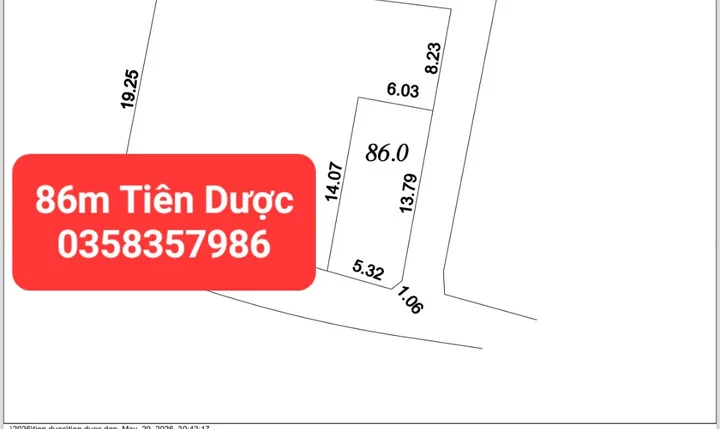Bán nhà 86m² full thổ cư ngang 5m giá 2.55 tỷ tại Xã Sóc Sơn