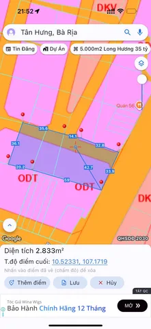 2.800m2  Đường Nguyễn Hữu Cảnh, xã Tân Hưng, TP Bà Rịa