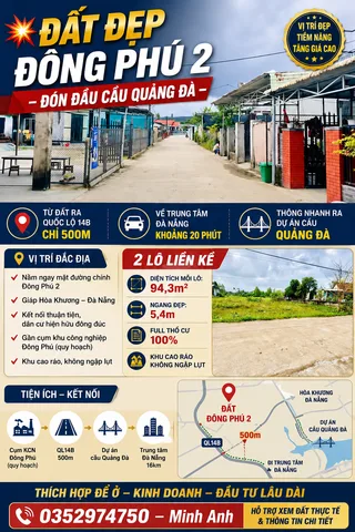 🔥 CHỈ 2 LÔ DUY NHẤT – GIÁP HÒA KHƯƠNG, ĐÀ NẴNG 🔥