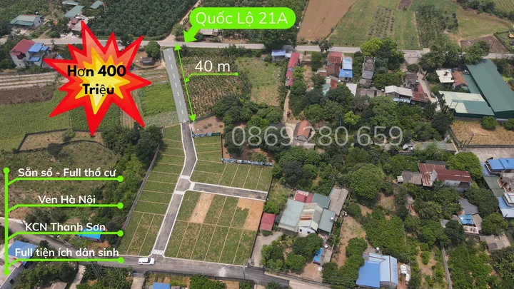 Hơn 400 Triệu - Full thổ, sẵn sổ - Cách An Phú Mỹ Đức 1Km