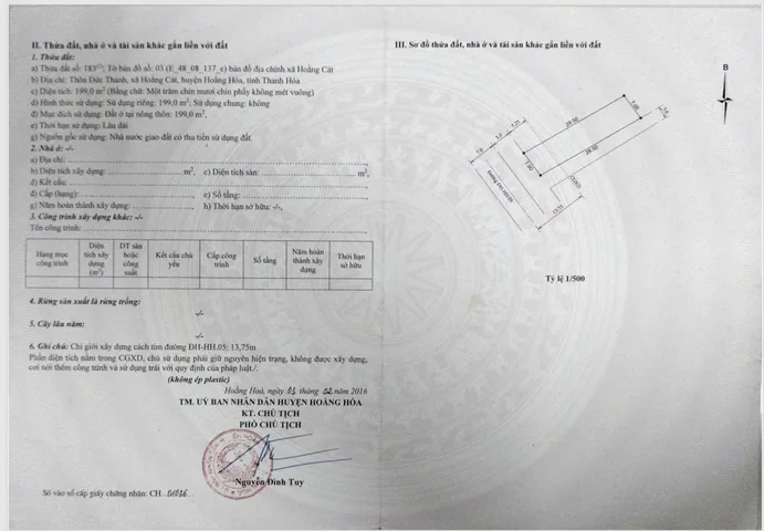 Bán đất 199m² full thổ cư ngang 7m giá 2.8 tỷ tại Xã Hoằng Sơn