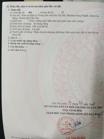 Bán đất 125m² full thổ cư ngang 5m giá 3.6 tỷ tại Đường số 10, KDC Văn Hoá Tây Đô, Phường Cái Răng