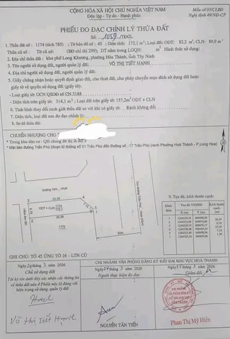 Bán đất 172m² có sẵn 82m² thổ cư ngang 6,7m giá 2.2 tỷ tại Phường Hòa Thành