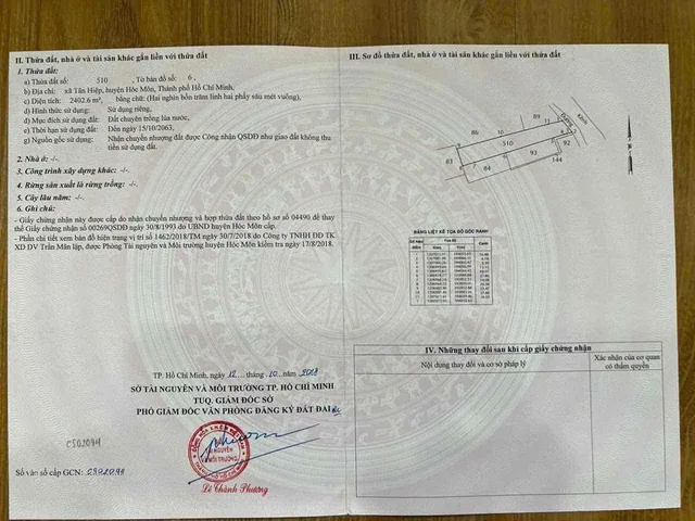 Bán đất 2403m² ngang 17m giá 14.42 tỷ tại Xã Hóc Môn