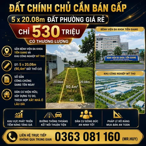 🏡 ĐẤT PHƯỜNG TRUNG AN GIÁ MỀM – ĐƯỜNG Ô TÔ TẬN ĐẤT – CHỈ 530 TRIỆU 🏡