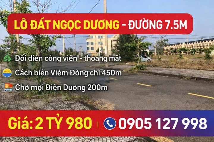 🏝️ BÁN ĐẤT ĐẸP ĐỐI DIỆN CÔNG VIÊN – KĐT NGỌC DƯƠNG -BIỂN ĐÀ NẴNG 🏝️
