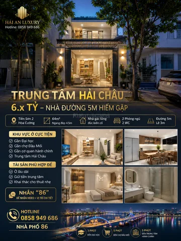 🔥 TIÊN SƠN 2 – NHÀ TRUNG TÂM HẢI CHÂU – ĐƯỜNG 5M – TÀI CHÍNH 6.x TỶ HIẾM GẶP