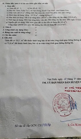 Bán nhanh lô đất mặt tiền quốc lộ 1A vạn Hưng