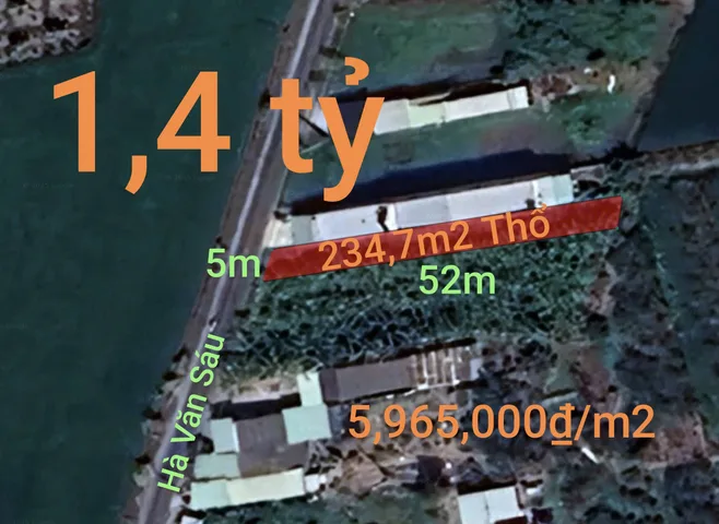 Bán đất 234,7m² full thổ cư ngang 5m giá 1.4 tỷ tại Xã Nhựt Tảo
