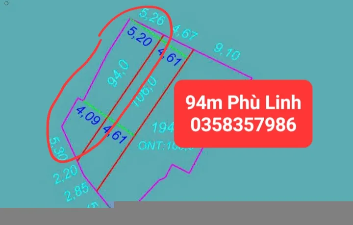 Bán đất 94m² full thổ cư ngang 5.3m giá 3.25 tỷ tại Xã Sóc Sơn