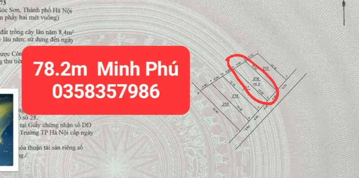 Bán đất 78.2m² có sẵn 69.8m² thổ cư ngang 4.9m giá 1.75 tỷ tại Xã Kim Anh