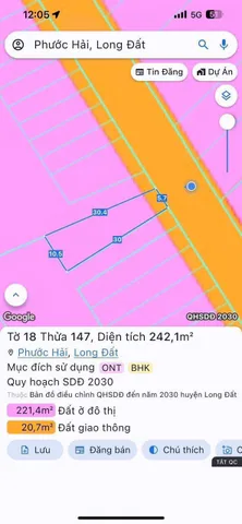 Bà Chị Cần Tiền Bán Lỗ Lô Đẹp Gần Biển Phước Hải - DT 242m2 Ngang 6 Sẵn 80m Thổ Cư - Sổ Hồng Riêng