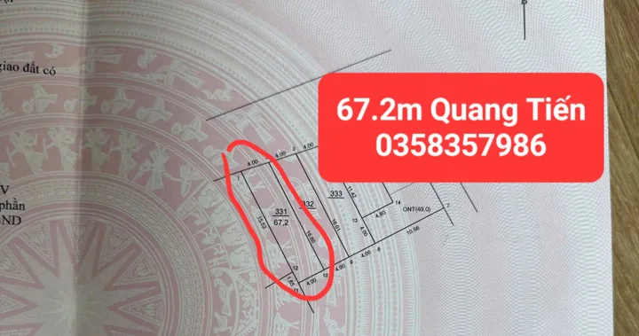 Bán đất 67.2m² full thổ cư ngang 4m giá 2.6 tỷ tại Xã Nội Bài