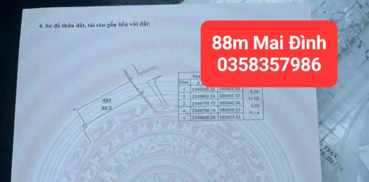 Bán đất 88m² full thổ cư ngang 5m giá 3 tỷ tại Xã Sóc Sơn