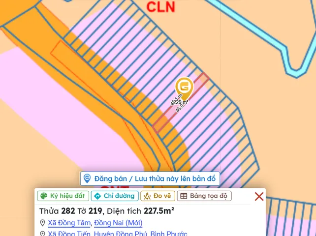 Bán đất 227.5m² có sẵn 100m² thổ cư ngang 5m giá 810 triệu tại Xã Đồng Tâm