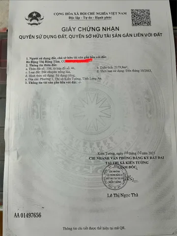 ĐẦU TƯ LÀ SINH LỜI - CHÍNH CHỦ Cần Bán Lô Đất MẶT TIỀN Phường 1, TX Kiến Tường, Long An
