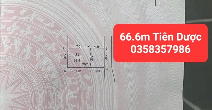 Bán đất 66.6m² có sẵn 40m² thổ cư ngang 5.9m giá 2.1 tỷ tại Xã Sóc Sơn