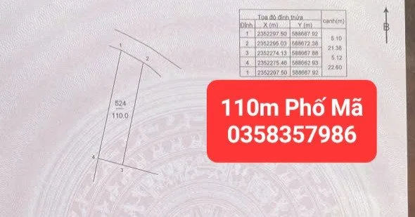 Bán đất 110m² full thổ cư ngang 5.1m giá 4.23 tỷ tại Xã Sóc Sơn