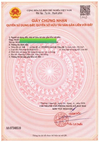 Chính chủ muốn bán lô đất 102.5 Phường 2 Bảo Lộc.