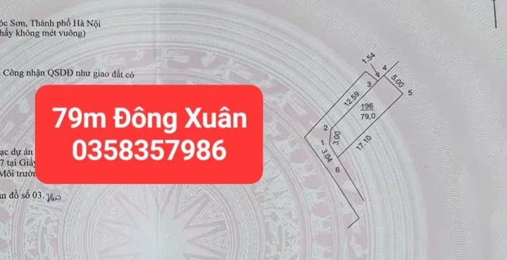 Bán đất 79m² full thổ cư ngang 5m giá 2.5 tỷ tại Xã Sóc Sơn