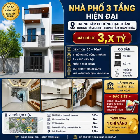 Bán nhà 3 tầng xây mới gần Khu đô thị Bình Minh, Phường Đông Hương cũ nội thất bàn giao đầy đủ