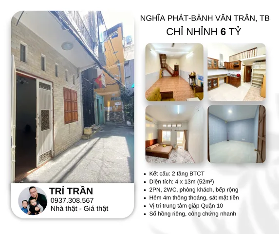💰 NHỈNH 6 TỶ TL – NHÀ 51M² HẺM 4M THÔNG SÁT MẶT TIỀN – NGAY BẮC HẢI GIÁP Q10