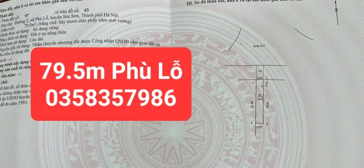 Bán nhà 79m² full thổ cư ngang 3.5m giá 13.2 tỷ tại Xã Sóc Sơn