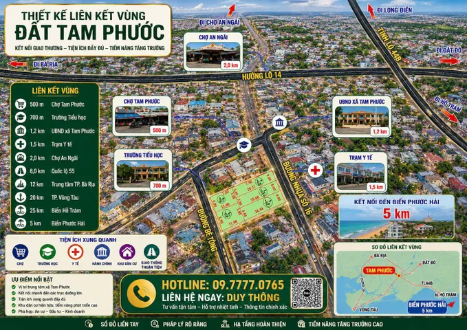 Bán Đất 380m² thổ cư 240m² tại Đường Tỉnh lộ 44b Xã long điền giá bán 1,45 tỷ