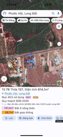 Bán Đất 814m² thổ cư 100m² giá 7 tỷ tại Đường Võ Văn Kiệt Thị trấn Phước Hải Huyện Đất Đỏ Bà Rịa - Vũng Tàu