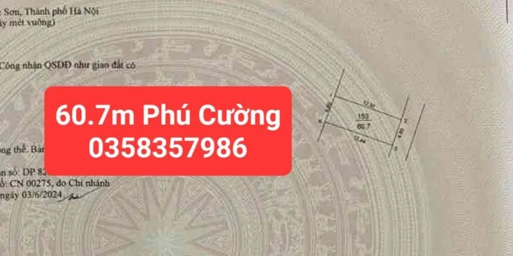 Bán Đất 60m² thổ cư 60m² giá 2.8 tỷ tại Xã Nội Bài Hà Nội