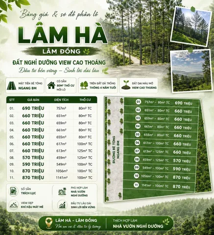 Bán Đất 757m² thổ cư 100m² giá 690 triệu tại Xã Nam Hà Lâm Hà Lâm Đồng