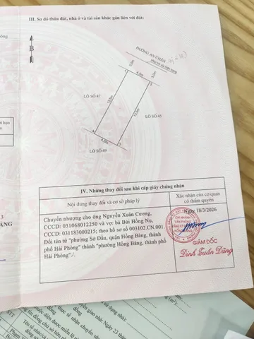 ❌❌❌ MỘT LÔ DUY NHẤT PHÂN LÔ AN CHÂN, SỞ DẦU, HỒNG BÀNG 60,7M² GIÁ 4,05 TỶ ❌❌❌