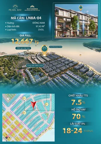 Bán căn nhà phố khu Lam Ngọc DT 97,43m2 dự án Vinhomes Pearl Bay Nha Trang giá 12 Tỷ 670tr