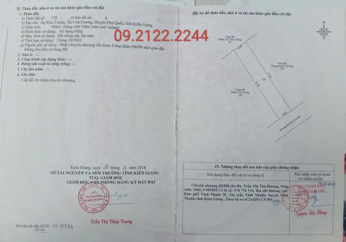 Bán Đất 500m² giá 2.2 tỷ MT Ba Trại ngang 9.5m tại Đặc khu Phú Quốc An Giang