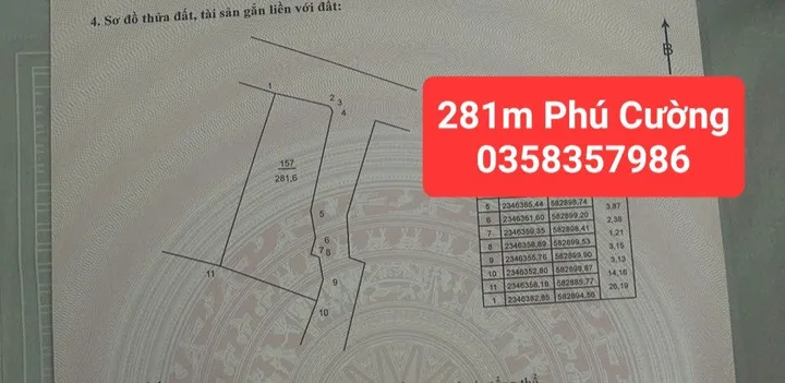 Bán Đất 281m² thổ cư 120m² giá 5.55 tỷ tại Xã Nội Bài Hà Nội