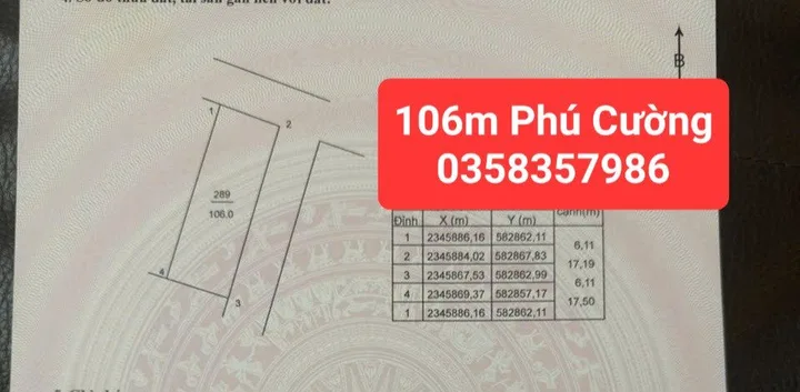 Bán Đất 106m² thổ cư 106m² giá 4.6 tỷ tại Xã Nội Bài Hà Nội