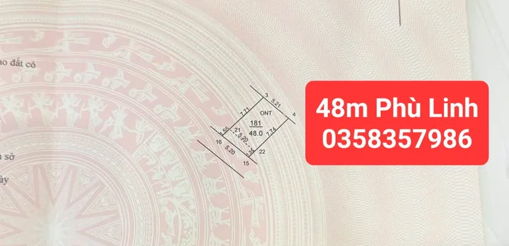Bán Đất 48m² thổ cư 48m² giá 1.6 tỷ tại Xã Sóc Sơn Hà Nội