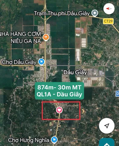 Bán Đất 874m² thổ cư 428m² giá 15.5 tỷ tại Đường Quốc lộ 1A Xã Hưng Lộc Huyện Thống Nhất Đồng Nai