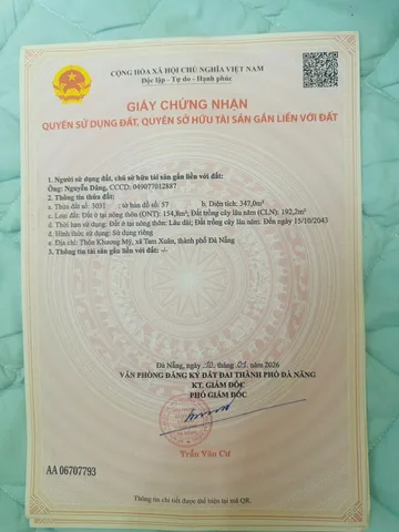 Bán Đất 350m² thổ cư 150m² giá 1.1 tỷ tại Xã Tam Xuân I Huyện Núi Thành Quảng Nam