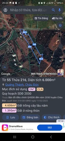 Bán Đất 6000m² thổ cư 150m² giá 4.8 tỷ tại Xã Bình Giã TP. Hồ Chí Minh