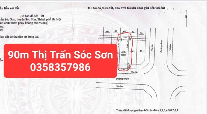 Bán Đất 90m² thổ cư 90m² giá 8.43 tỷ tại Xã Sóc Sơn Hà Nội