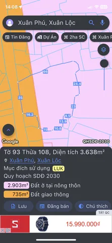Bán Đất 11000m² giá 7.5 tỷ tại Xã Xuân Phú Đồng Nai