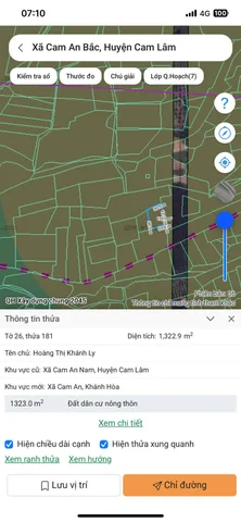 Bán Đất 1322m² giá 423 triệu tại Xã Cam An Khánh Hòa