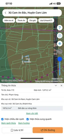 Bán Đất 1875m² giá 787 triệu tại Xã Cam An Khánh Hòa