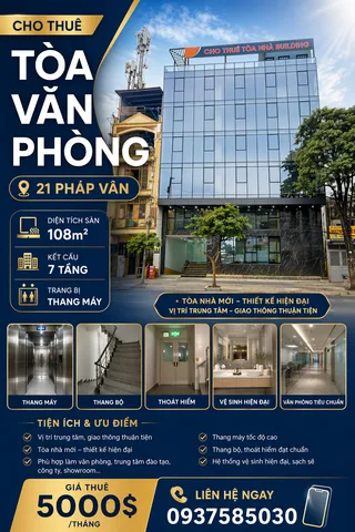 Cho thuê Văn phòng 108m² giá 100 triệu/ tháng tại Đường Đỗ Mười Phường Hoàng Mai Hà Nội
