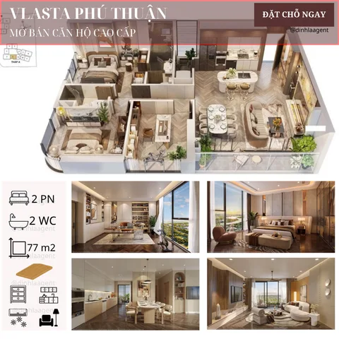 Bán Căn hộ cao cấp Vlasta Phú Thuận Q7, 77m2, 2PN2WC, gồm VAT chưa chiết khấu, thanh toán tiến độ